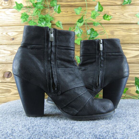 Vince Camuto Belta Women Ankle Boots Black Leather‎ Zip Size 8 Medium - Picture 6 of 9